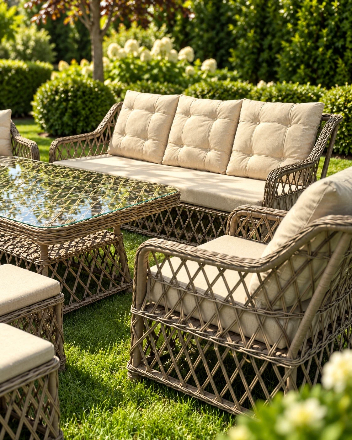 Ravenna Modern takımının rattan örgü detayı