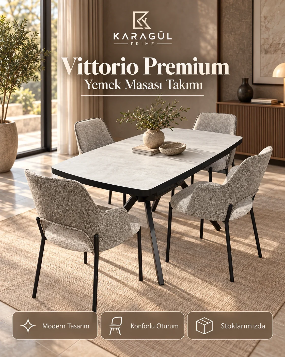Vittorio Premium Yemek Masası Takımı – görsel 1